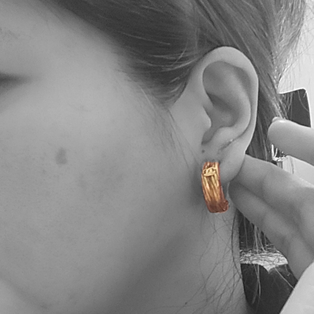 Chanel vintage dangling bamboo earrings 2 way - Picture 2 of 10